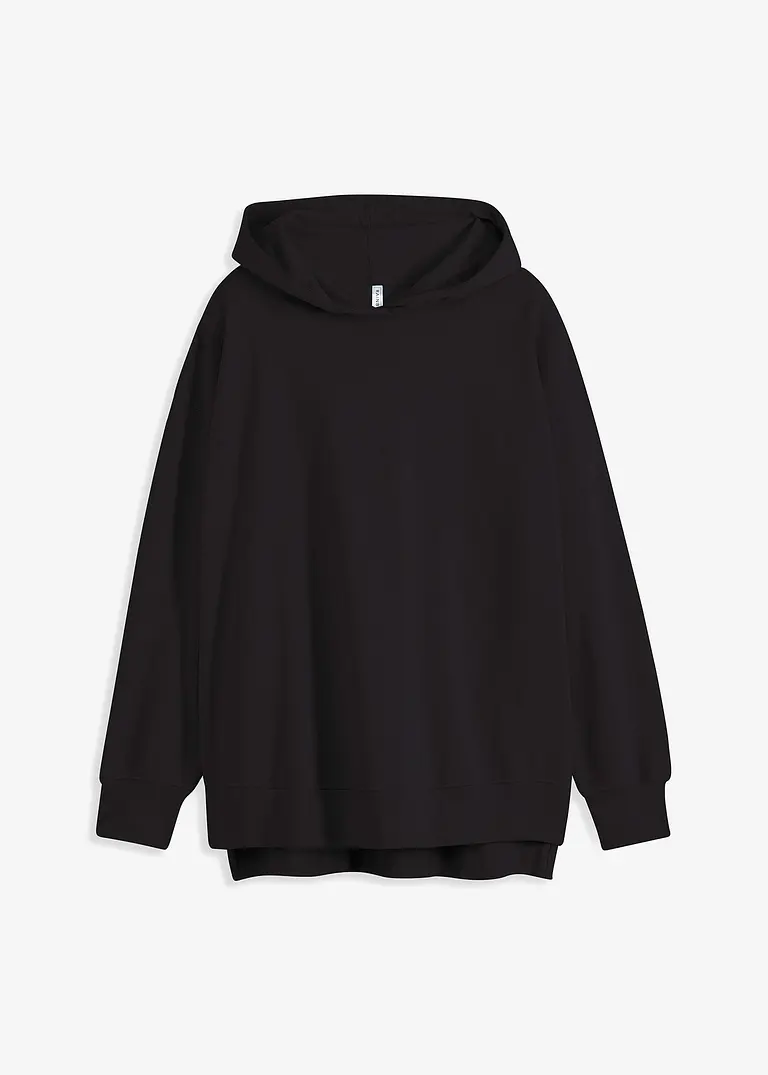 Oversize-Sweatshirt aus reiner Baumwolle in schwarz von vorne - bonprix