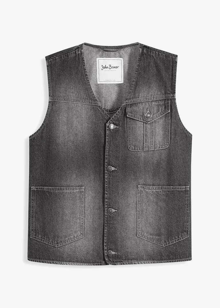 Jeansweste aus Bio-Baumwolle, Regular Fit in grau von vorne - bonprix