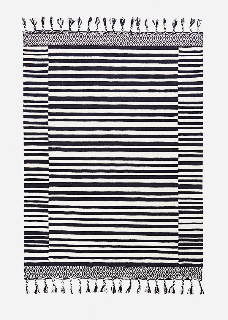 Kelim-Teppich mit Fransen in beige von vorne - bonprix