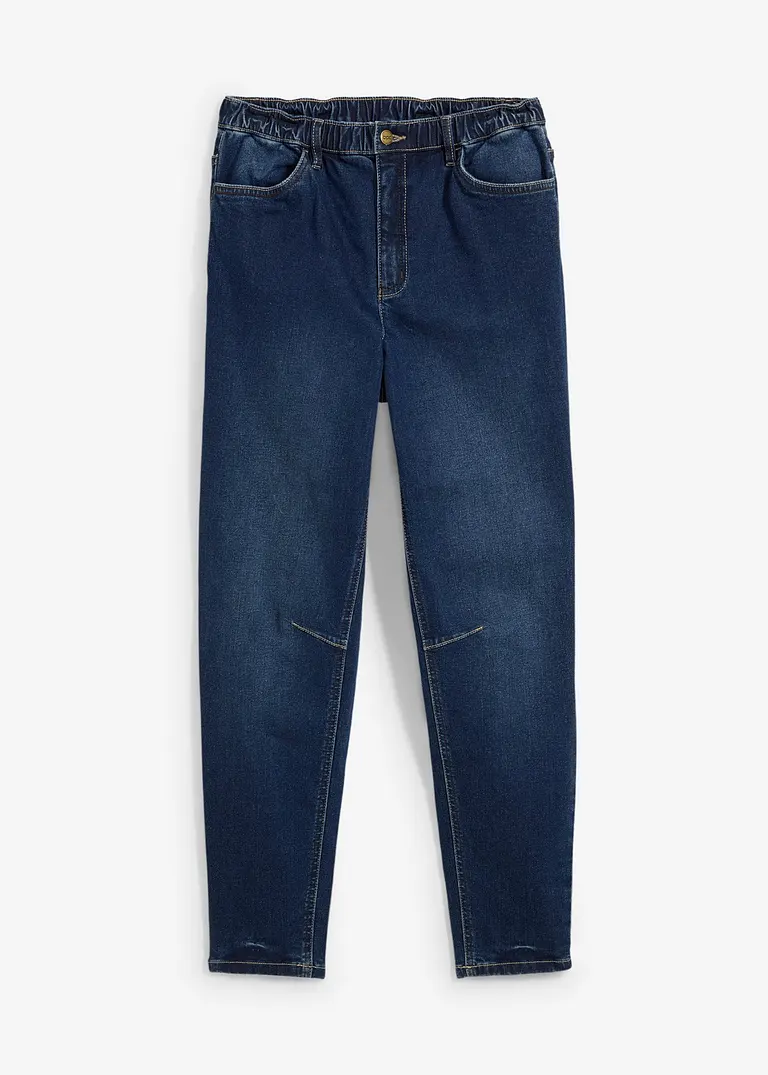 Barrel-Jeans High Waist, cropped in blau von vorne - bonprix