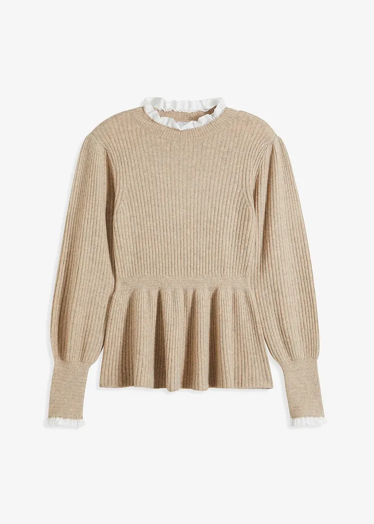 Pullover in beige von vorne - bonprix