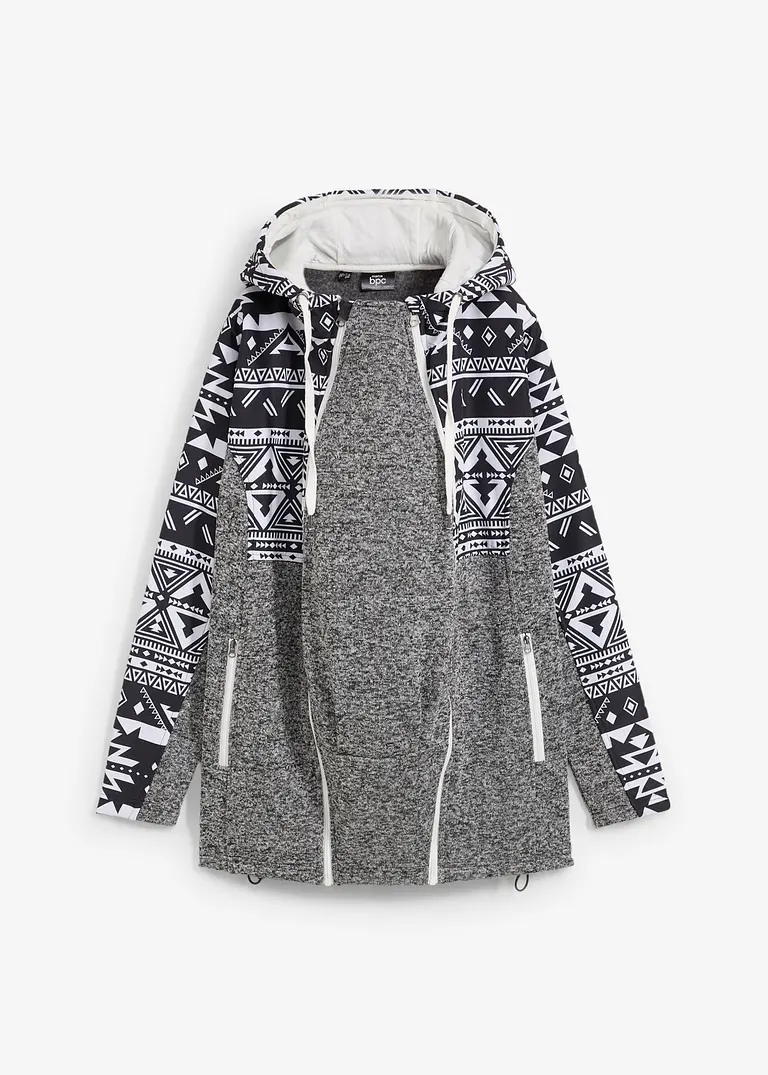 Fleece-Umstands- und Tragejacke in schwarz von vorne - bonprix