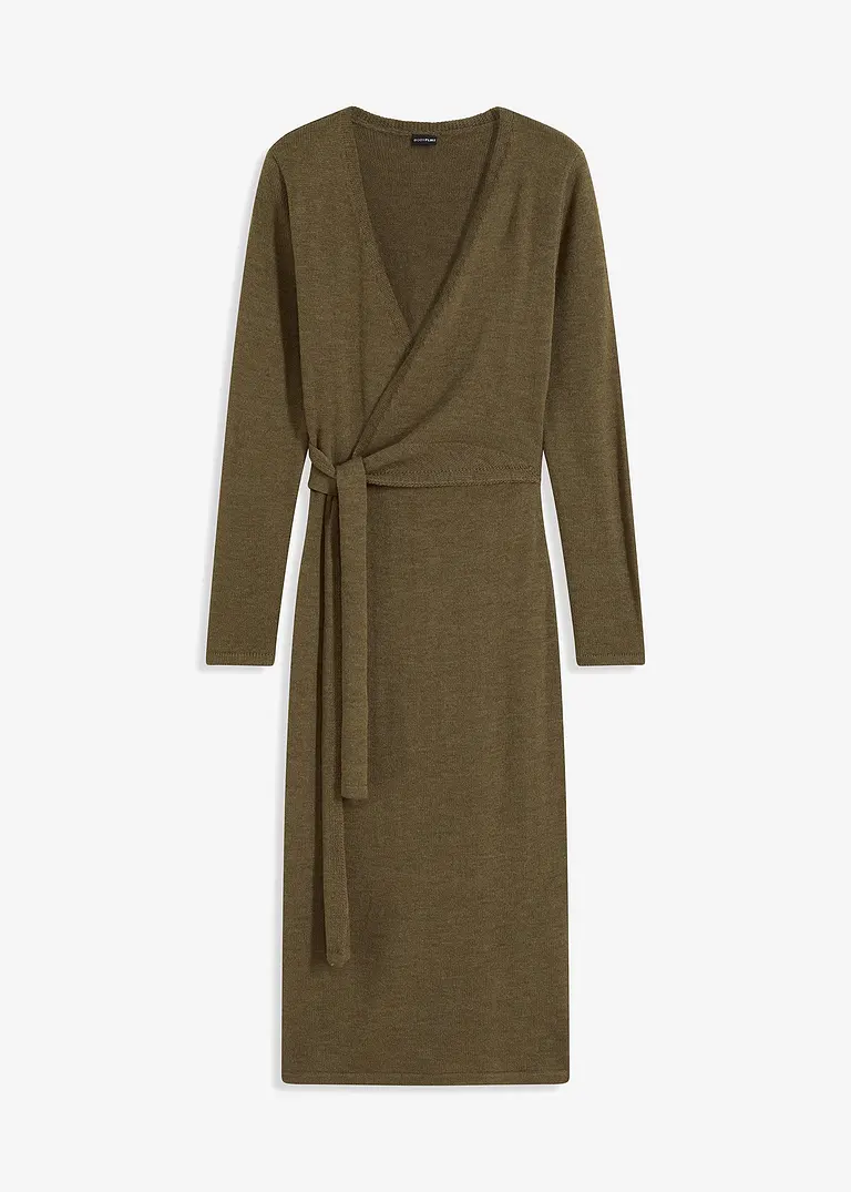 Midi-Strickkleid in grün von vorne - bonprix