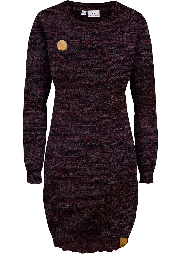 Strickkleid mit Lederimitat-Details in rot von vorne - bonprix