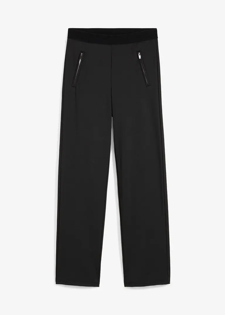 Thermo-Leggings mit Reißverschlusstaschen in schwarz von vorne - bonprix