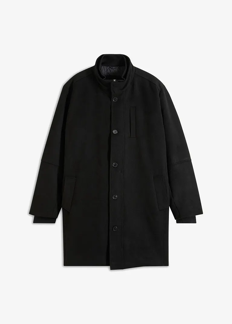 Kurzmantel mit Windfang in schwarz von vorne - bonprix