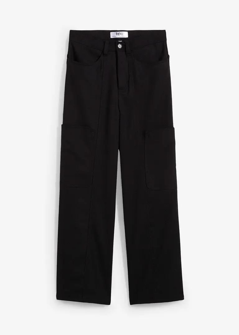 Mädchen Cargo Hose in schwarz von vorne - bonprix