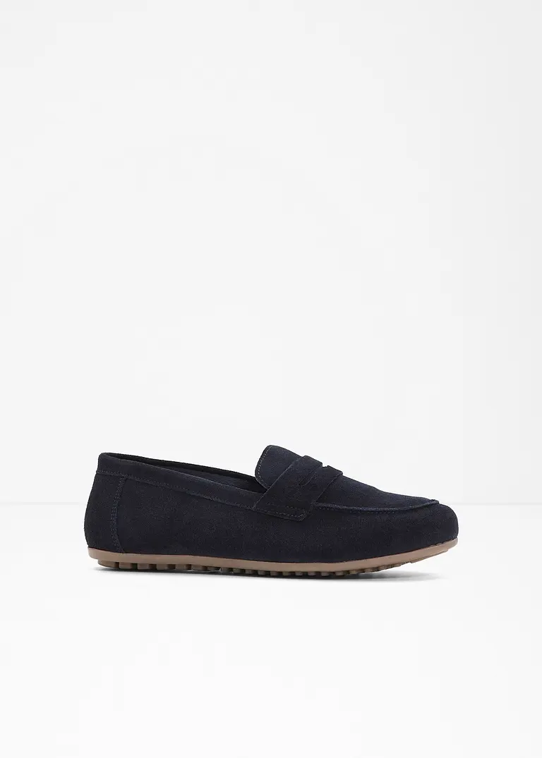 Loafer aus Leder in blau von vorne - bonprix