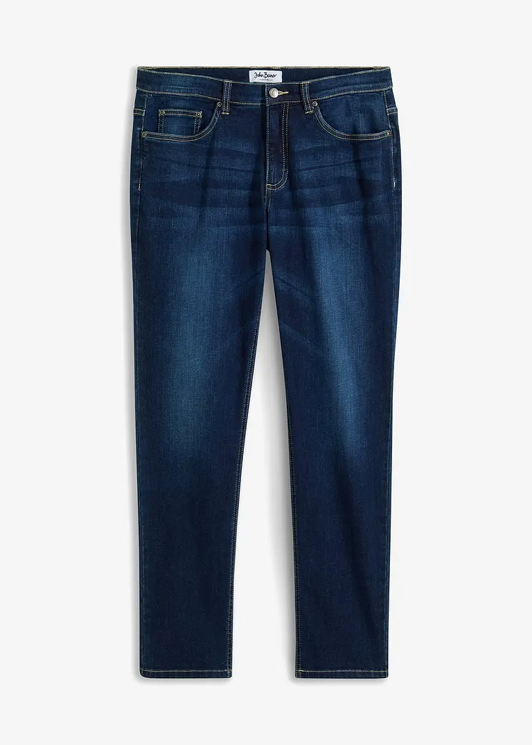 Regular Fit Stretch-Jeans, Tapered in blau von vorne - bonprix