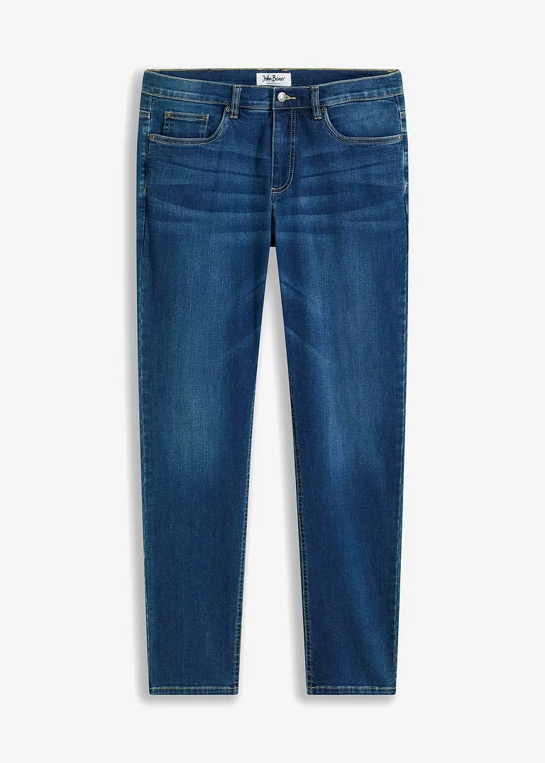 Regular Fit Stretch-Jeans, Tapered in blau von vorne - bonprix