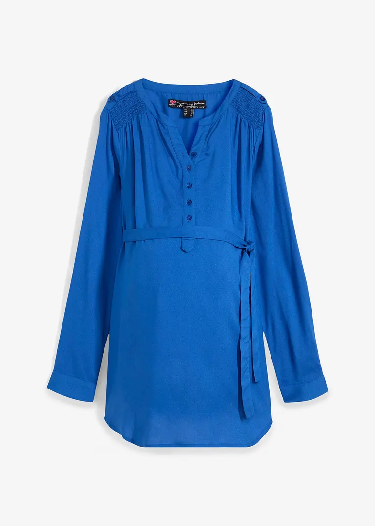 Umstands- und Stillbluse aus reiner Viskose in blau von vorne - bonprix