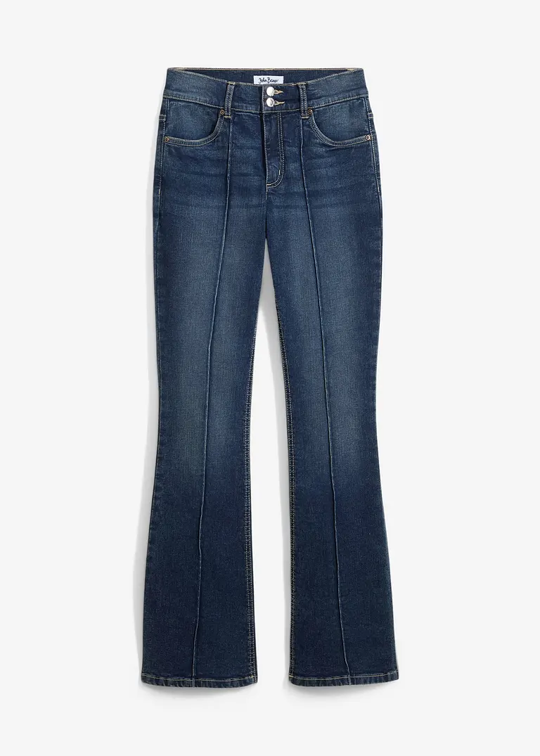 Flared Jeans Mid Waist, Stretch in blau von vorne - bonprix