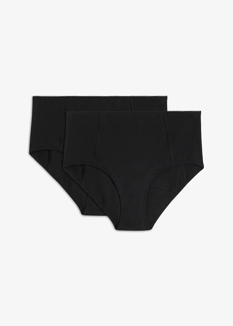 Perioden Maxipanty (2er Pack) mit mittlerer Saugstärke in schwarz von vorne - bonprix