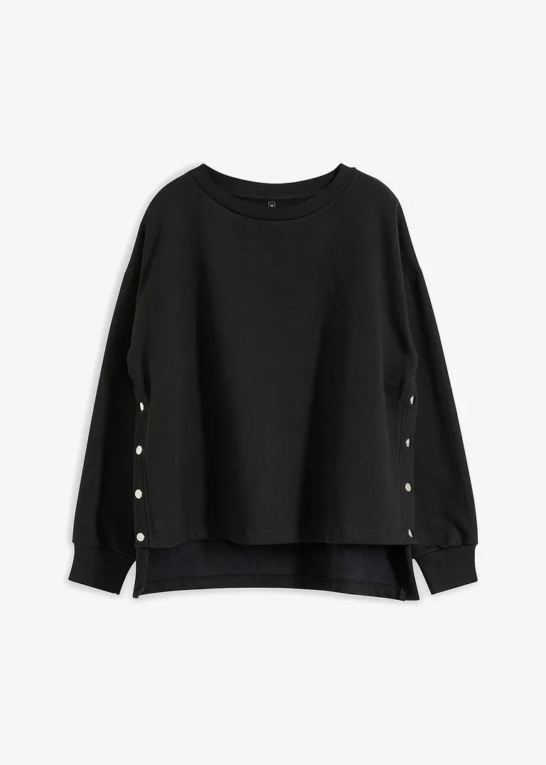 Oversize-Sweatshirt aus reiner Bio-Baumwolle in schwarz von vorne - bonprix