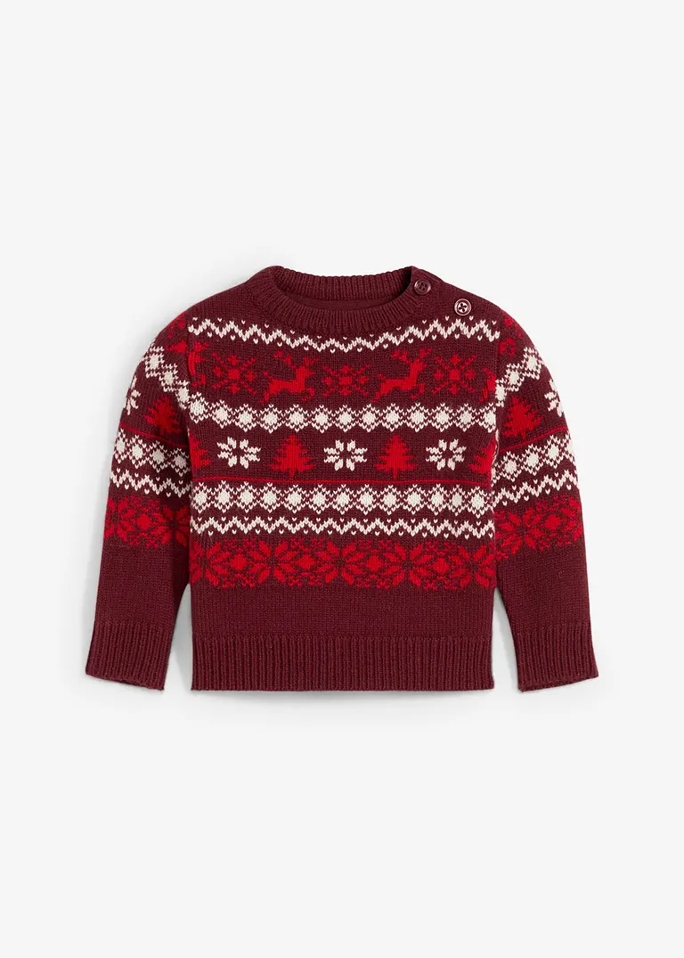 Baby Norweger-Pullover in rot von vorne - bonprix