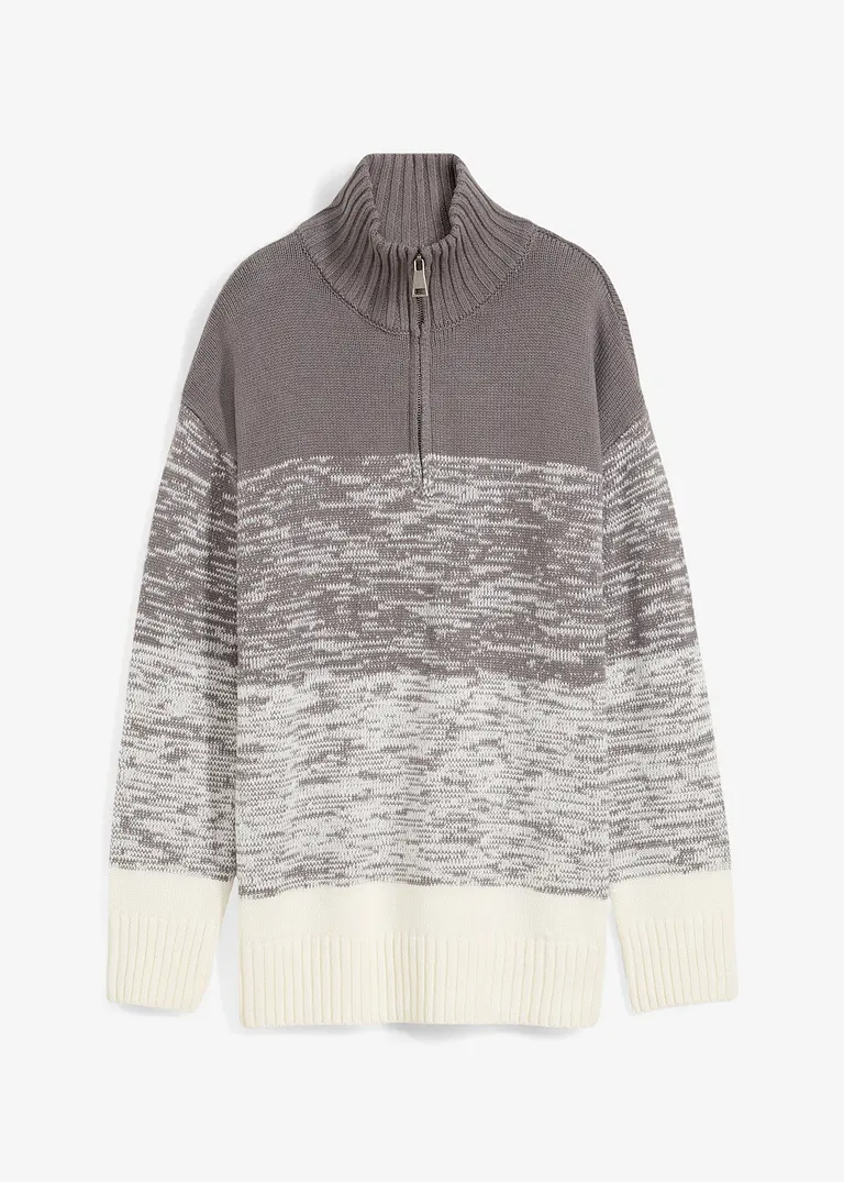 Troyerpullover mit Farbverlauf in grau von vorne - bonprix