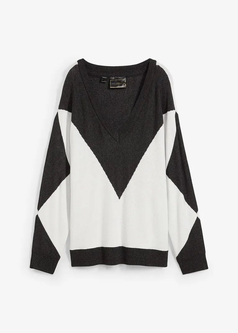 Pullover im Rautendesign in grau von vorne - bonprix