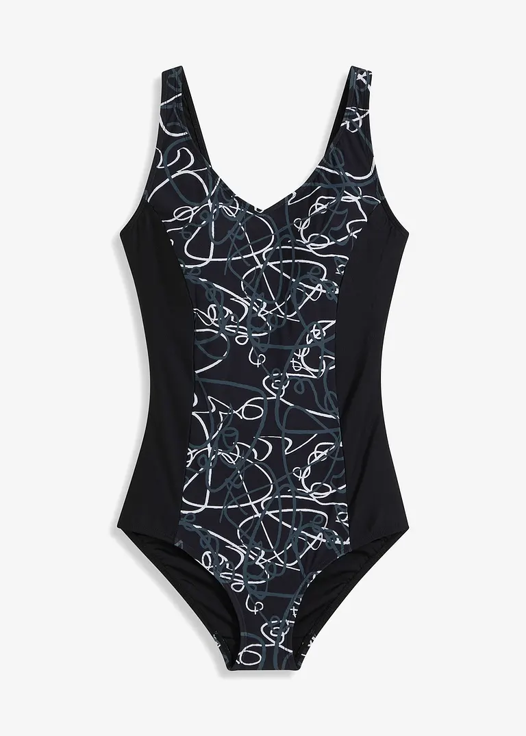 Shape Badeanzug leichte Formkraft in schwarz von vorne - bonprix