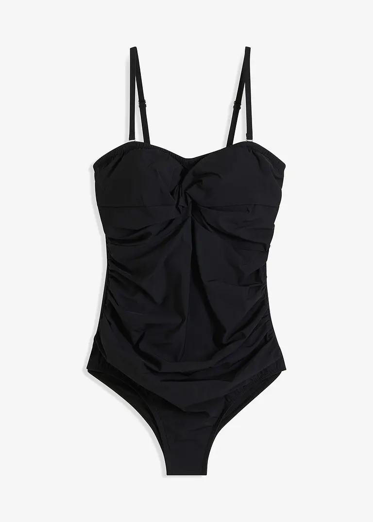 Shape Bandeau Badeanzug mittlere Formkraft in schwarz von vorne - bonprix