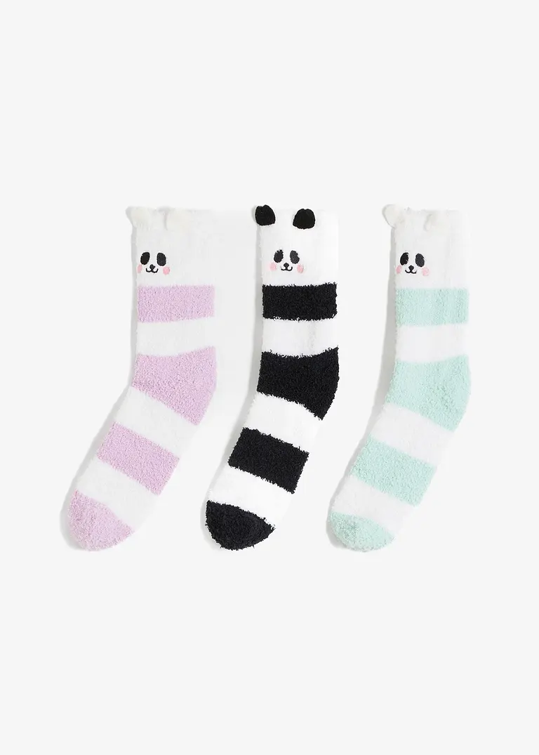 Kuschelsocken (3er-Pack) in schwarz von vorne - bonprix