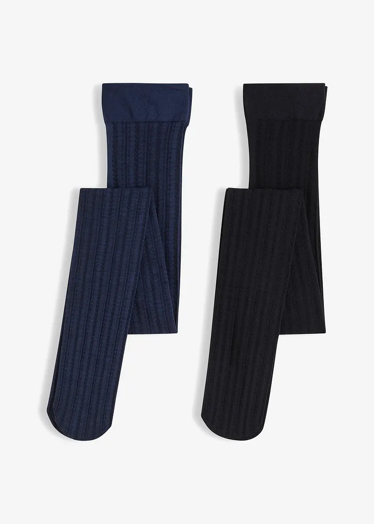 Strumpfhose mit Struktur 50den (2er Pack) in schwarz von vorne - bonprix