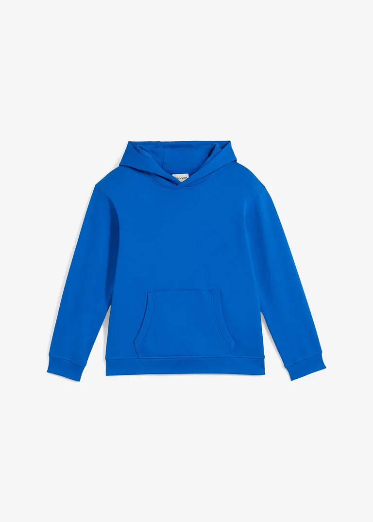 Hoodie aus weichem Baumwoll-Mix in blau von vorne - bonprix