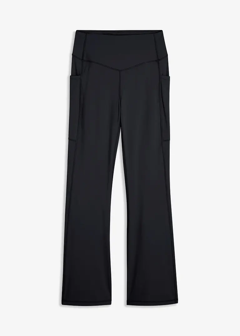 Komfort-Sport-Leggings mit Handytasche, ausgestellt in schwarz von vorne - bonprix