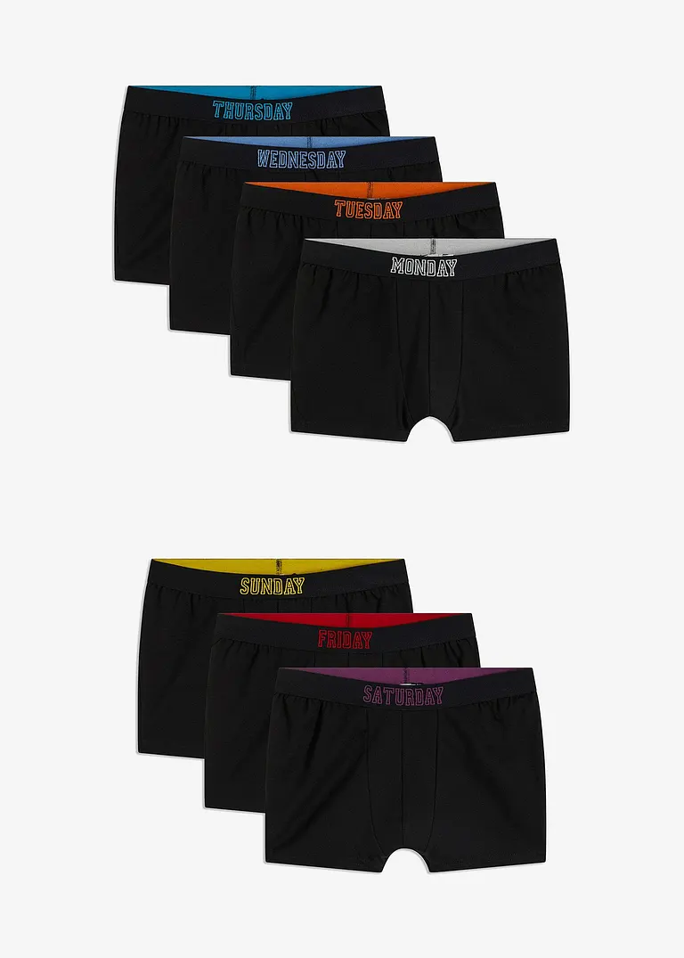 Boxershorts mit weicher Baumwolle (7er Pack) in schwarz von hinten - bonprix