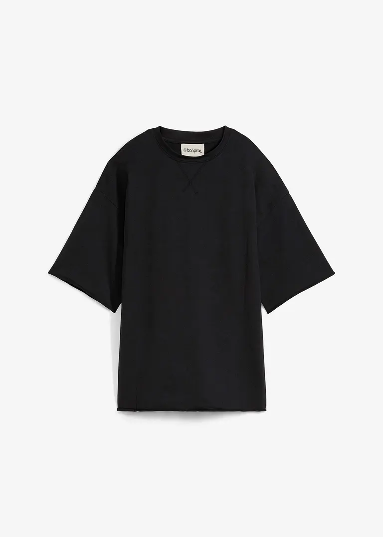 Long-Shirt aus reiner Baumwolle in schwarz von vorne - bonprix