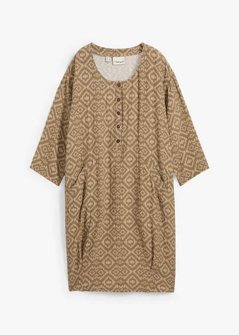Kleid aus Musselin in O-Form in grün von vorne - bonprix