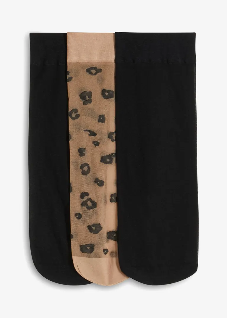Feinstrumpf Söckchen 20den (3er Pack) in schwarz von vorne - bonprix