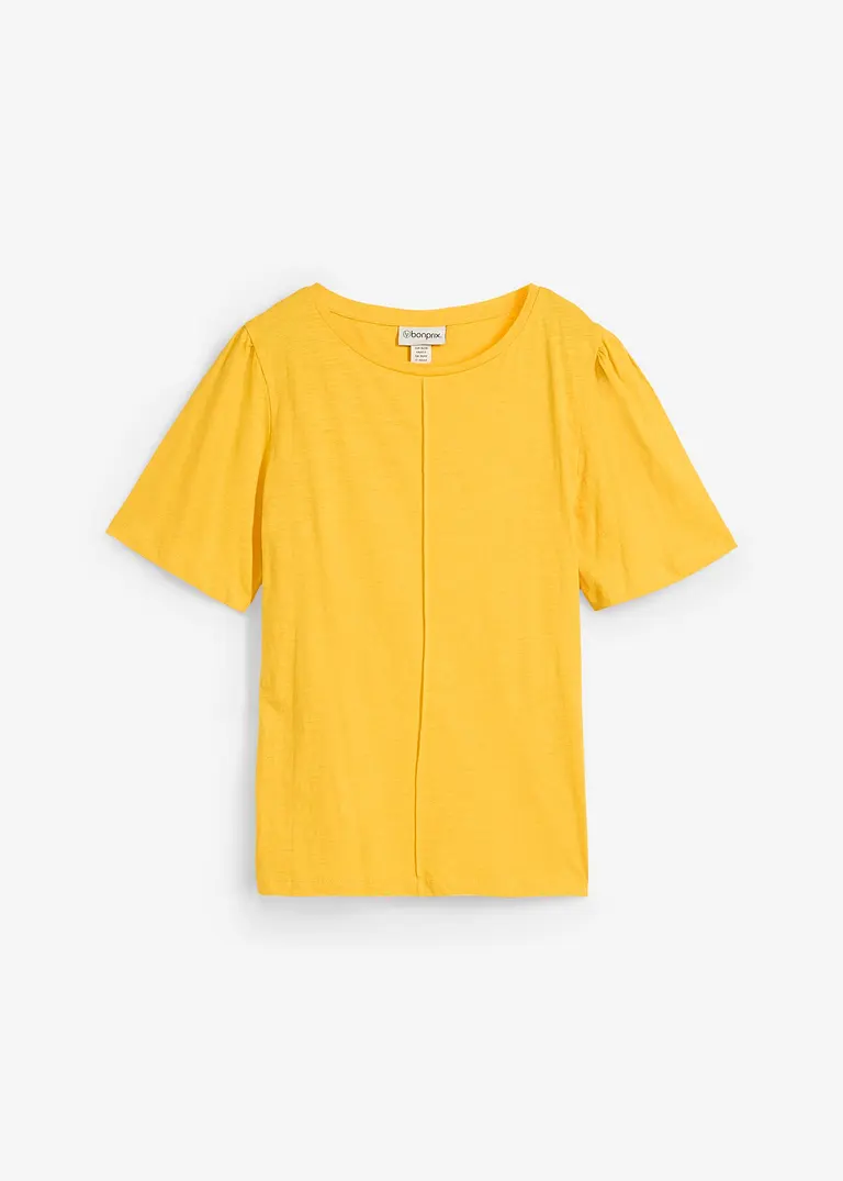 T-Shirt aus reiner Baumwolle in gelb von vorne - bonprix