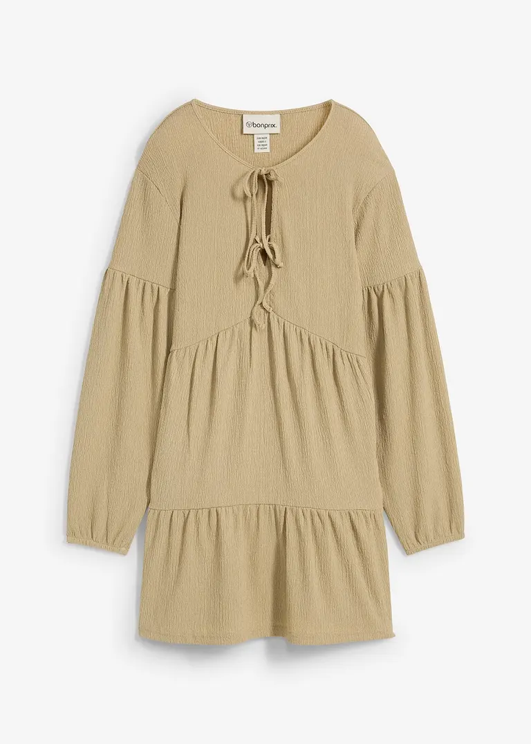 Shirtkleid aus strukturiertem Crêpe in grün von vorne - bonprix