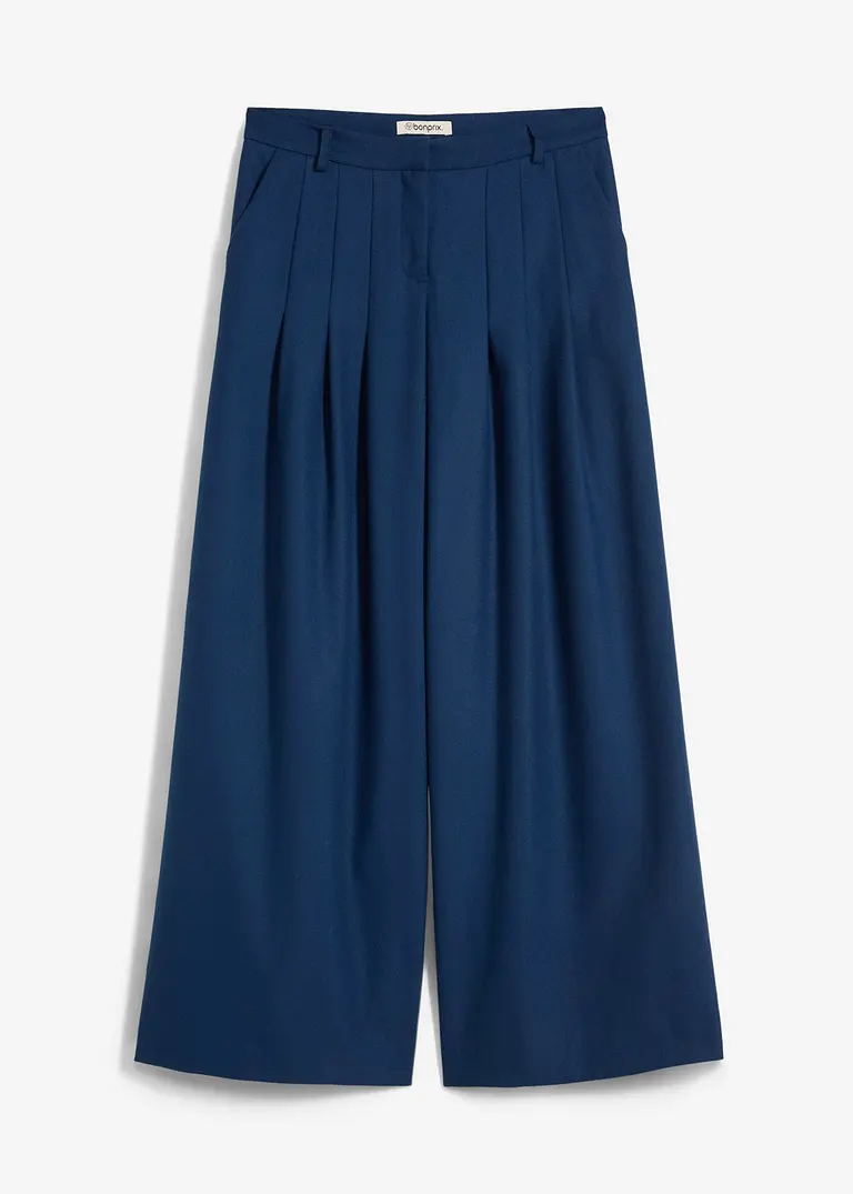 Bundfaltenhose aus Viskose-Mix in blau von vorne - bonprix