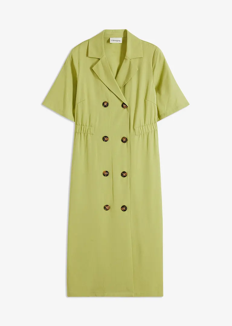 Kleid Lyocell mit Reverskragen in grün von vorne - bonprix