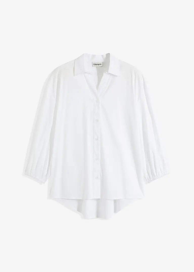 Vokuhila-Bluse mit Ballonärmeln in weiß von vorne - bonprix