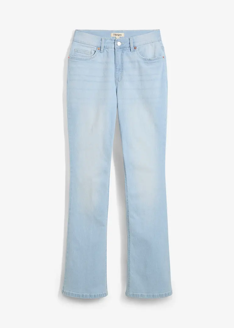 Bootcut-Jeans, High Waist in blau von vorne - bonprix