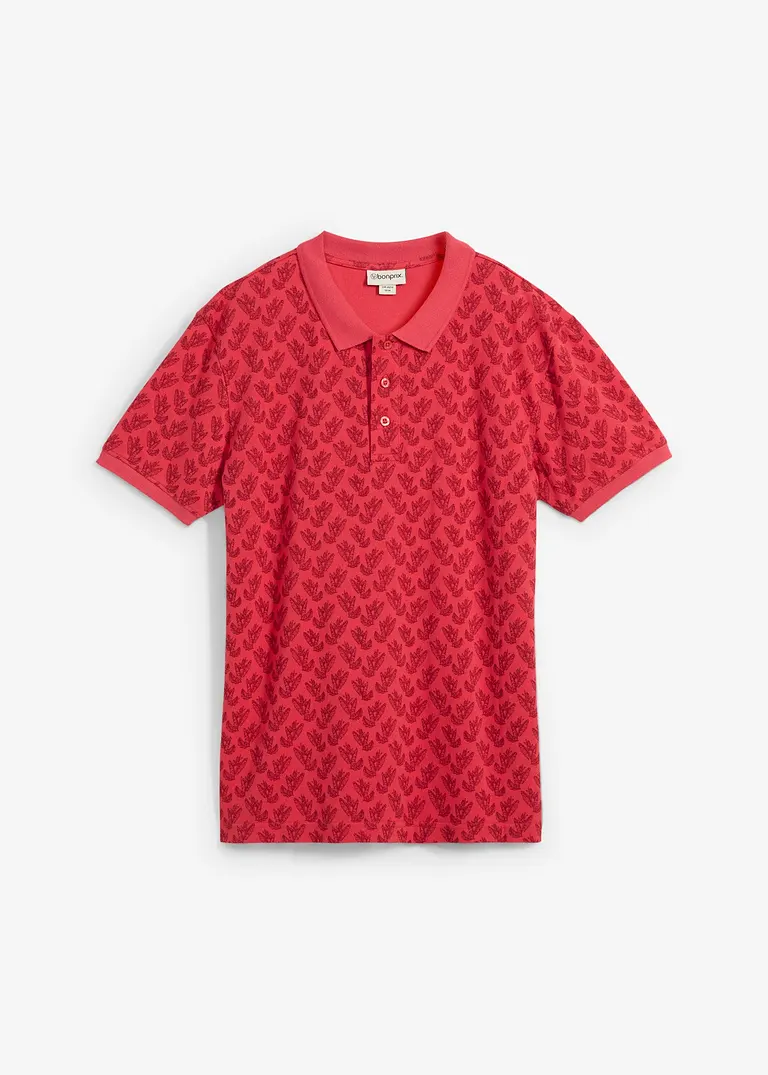 Piqué-Poloshirt aus reiner Bio-Baumwolle in pink von vorne - bonprix