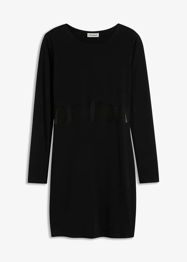 Figurbetontes Minikleid in schwarz von vorne - bonprix