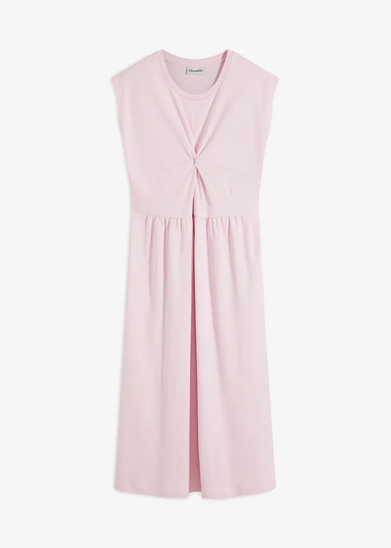 Ausgestelltes Jerseykleid mit Twistdetail in rosa von vorne - bonprix