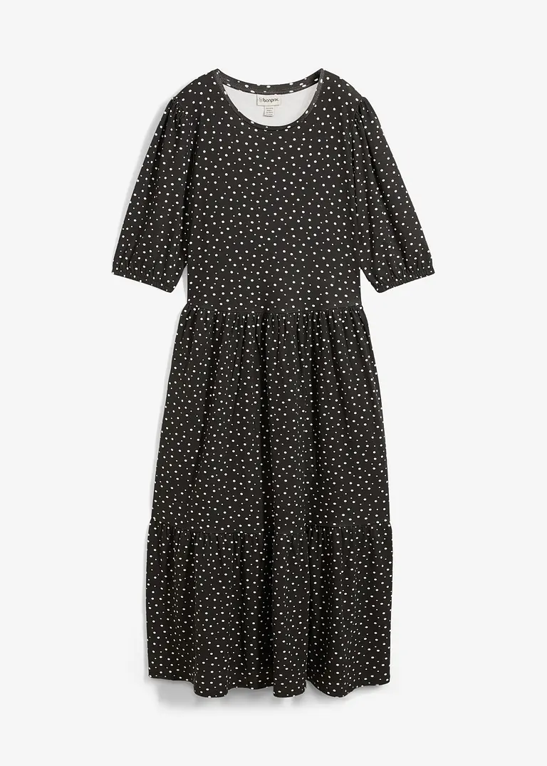 Shirtkleid aus reiner Baumwolle in schwarz von vorne - bonprix
