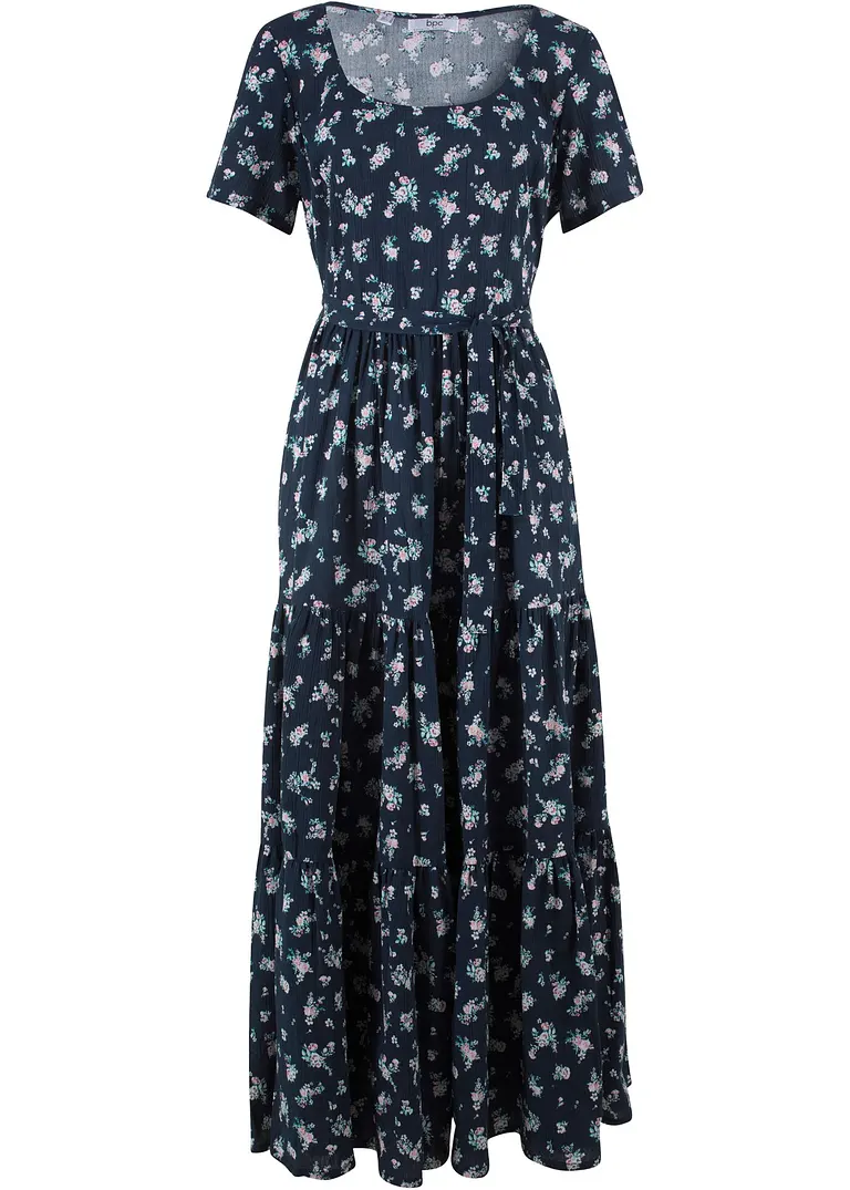 Kleid mit kurzen Ärmeln in blau von vorne - bonprix
