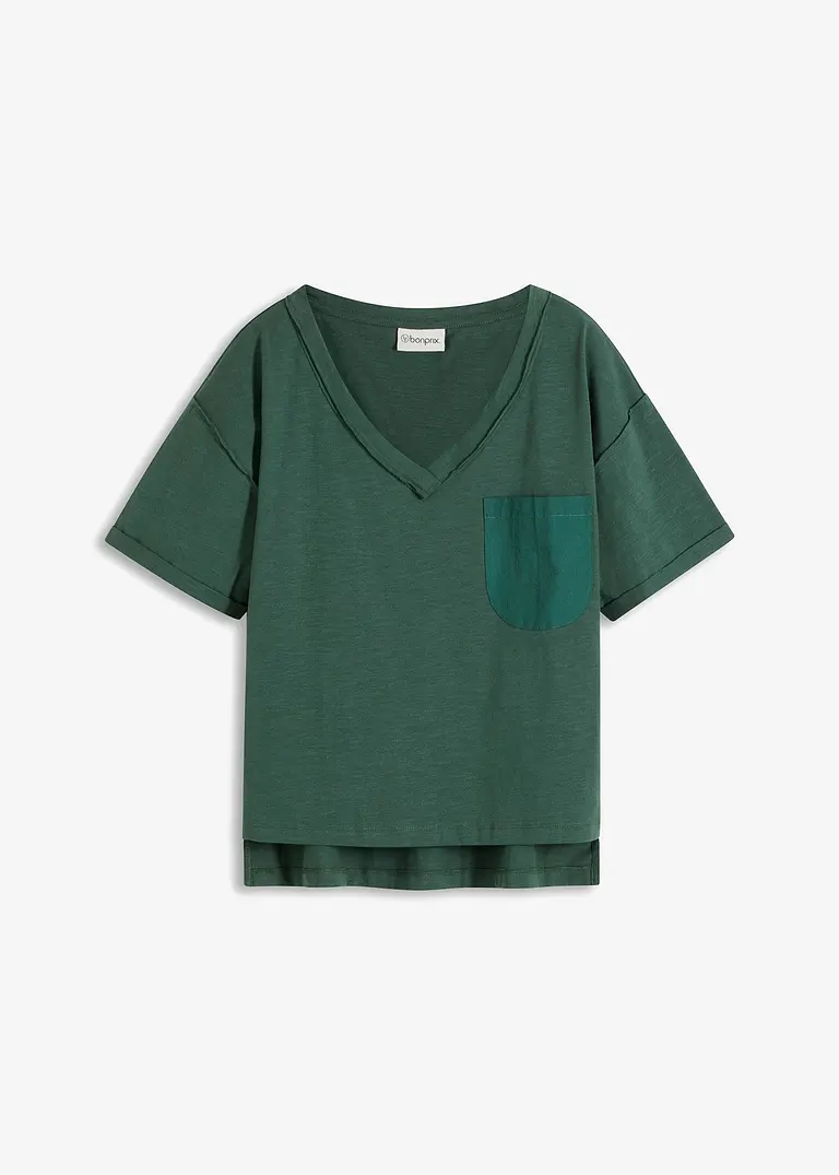 Oversize-Shirt aus reiner Baumwolle in grün von vorne - bonprix