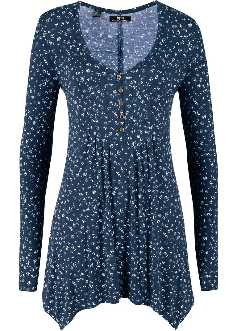 Jersey-Shirt aus Viskose-Mix in blau von vorne - bonprix