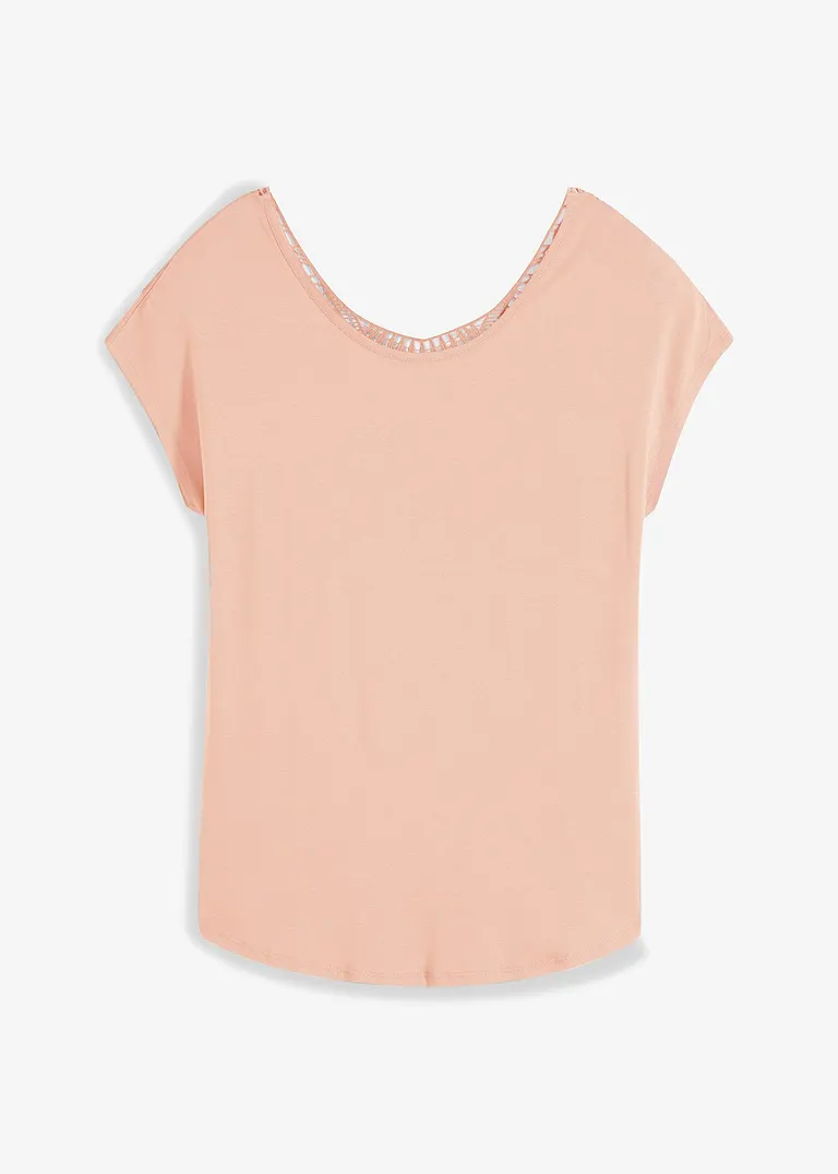 Shirt mit Häkeleinsatz in orange von vorne - bonprix