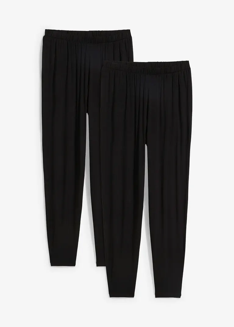 Schlupfhose mit hohem Bund (2er Pack) in schwarz von vorne - bonprix
