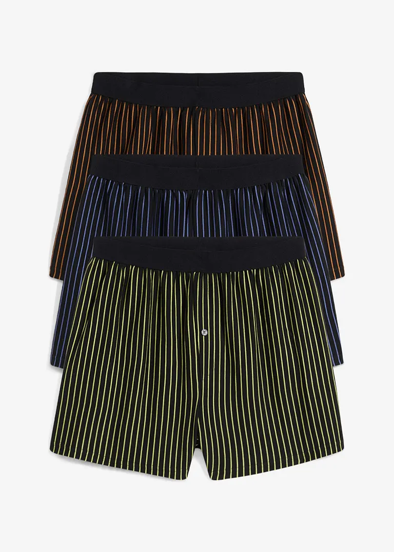 Lockere Jersey Boxershorts (3er Pack) in schwarz von vorne - bonprix