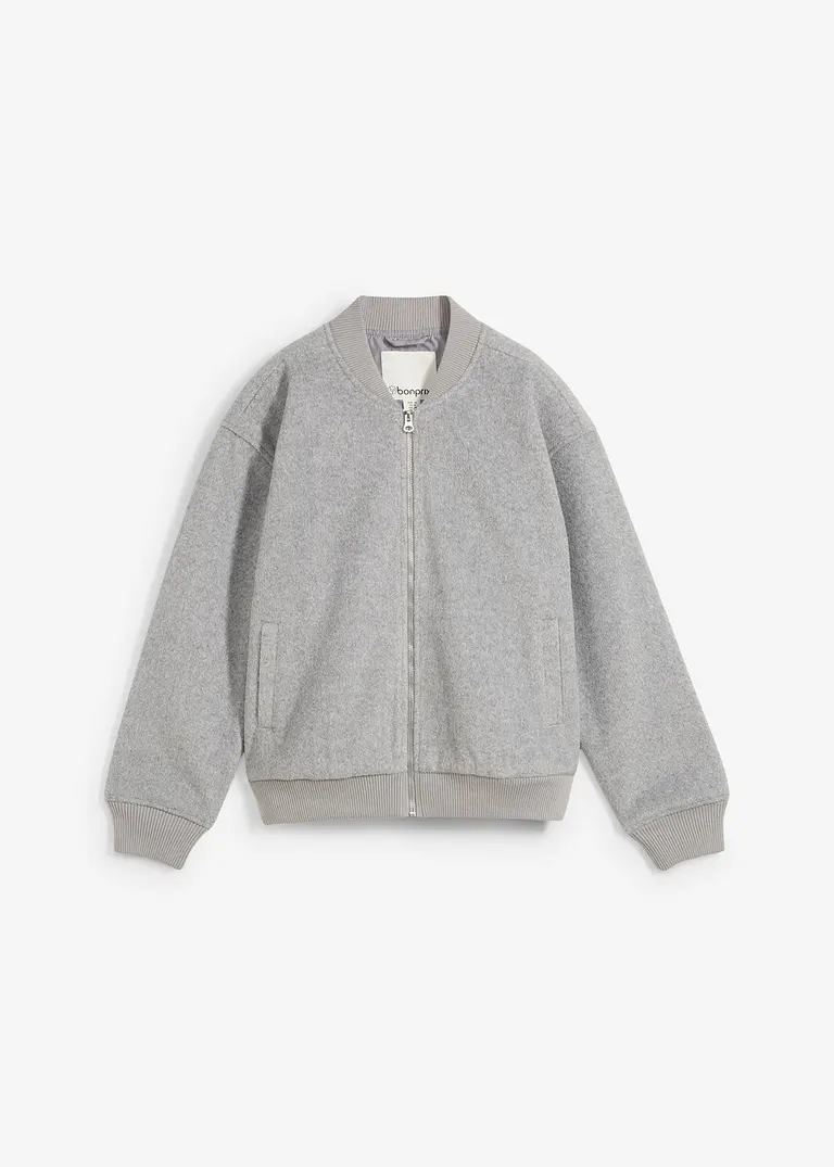 Blouson, Wollimitat in grau von vorne - bonprix
