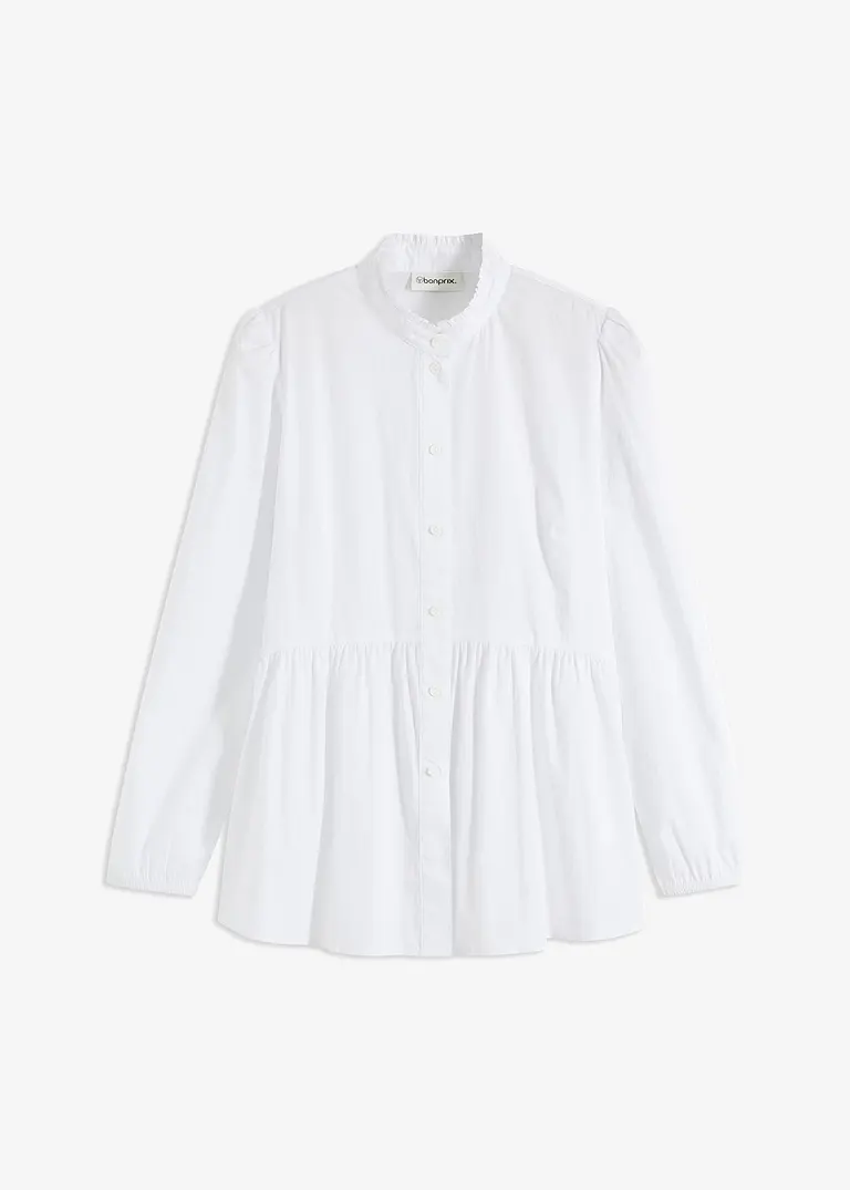 Longbluse mit Raffung in weiß von vorne - bonprix
