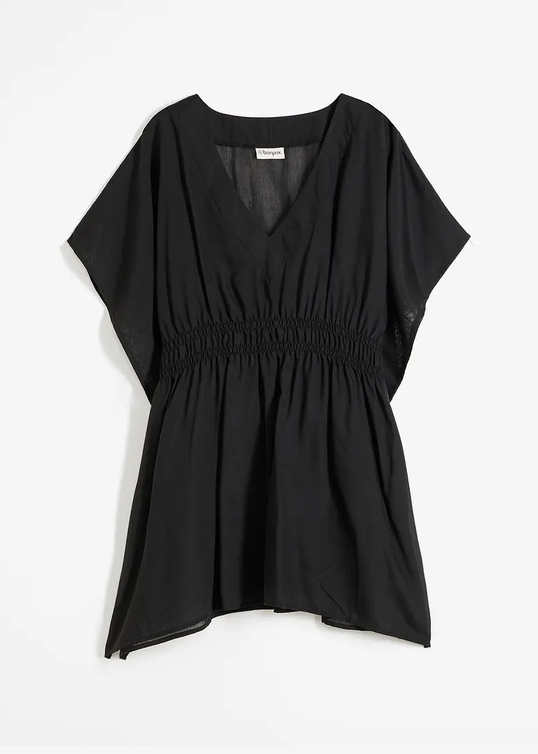 Transparente Strand Tunika in schwarz von vorne - bonprix